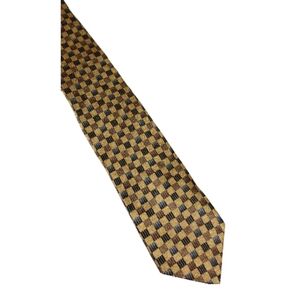 Elegant Checkered Tie in Gold and Black By Seville Row